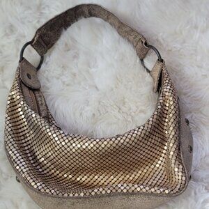 Gold Metal Mesh Hobo Bag